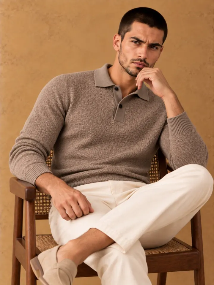 Bemount Bemount Mushroom Textured Polo, view 5