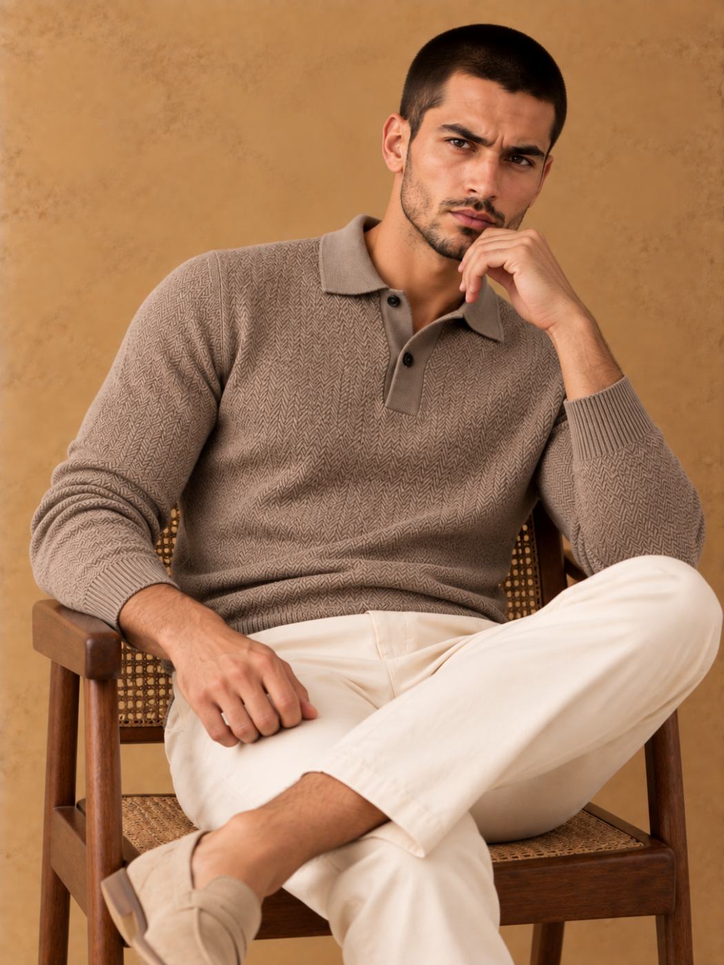 Bemount Bemount Mushroom Textured Polo, view 5