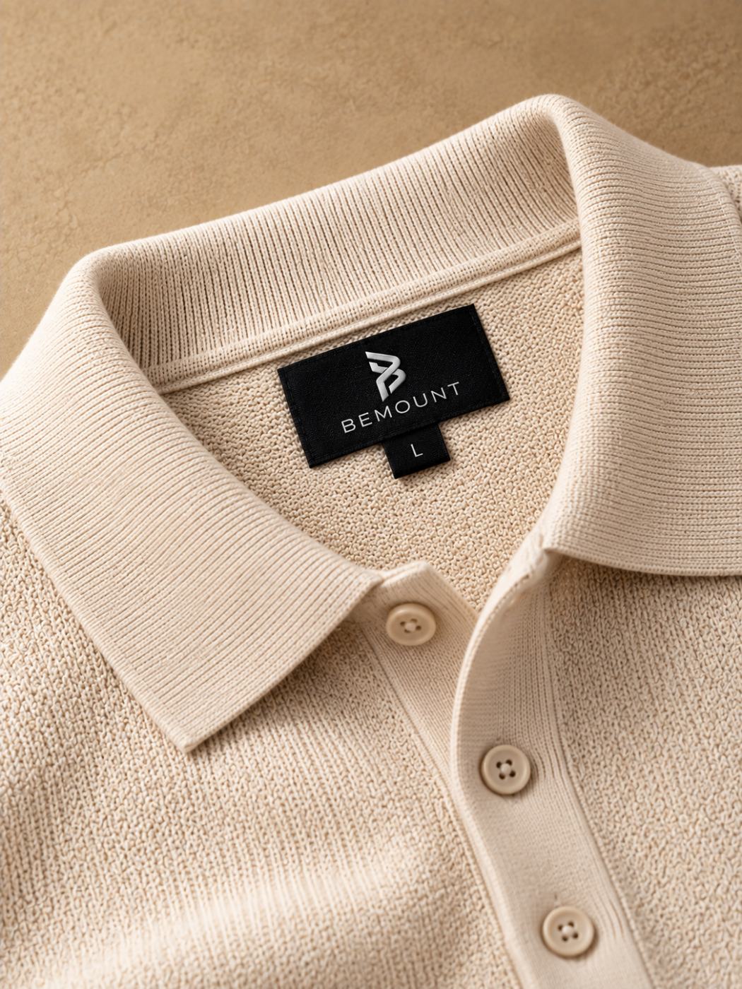 Bemount Bemount Oatmeal Essential Fine-Gauge Knit Polo, view 6
