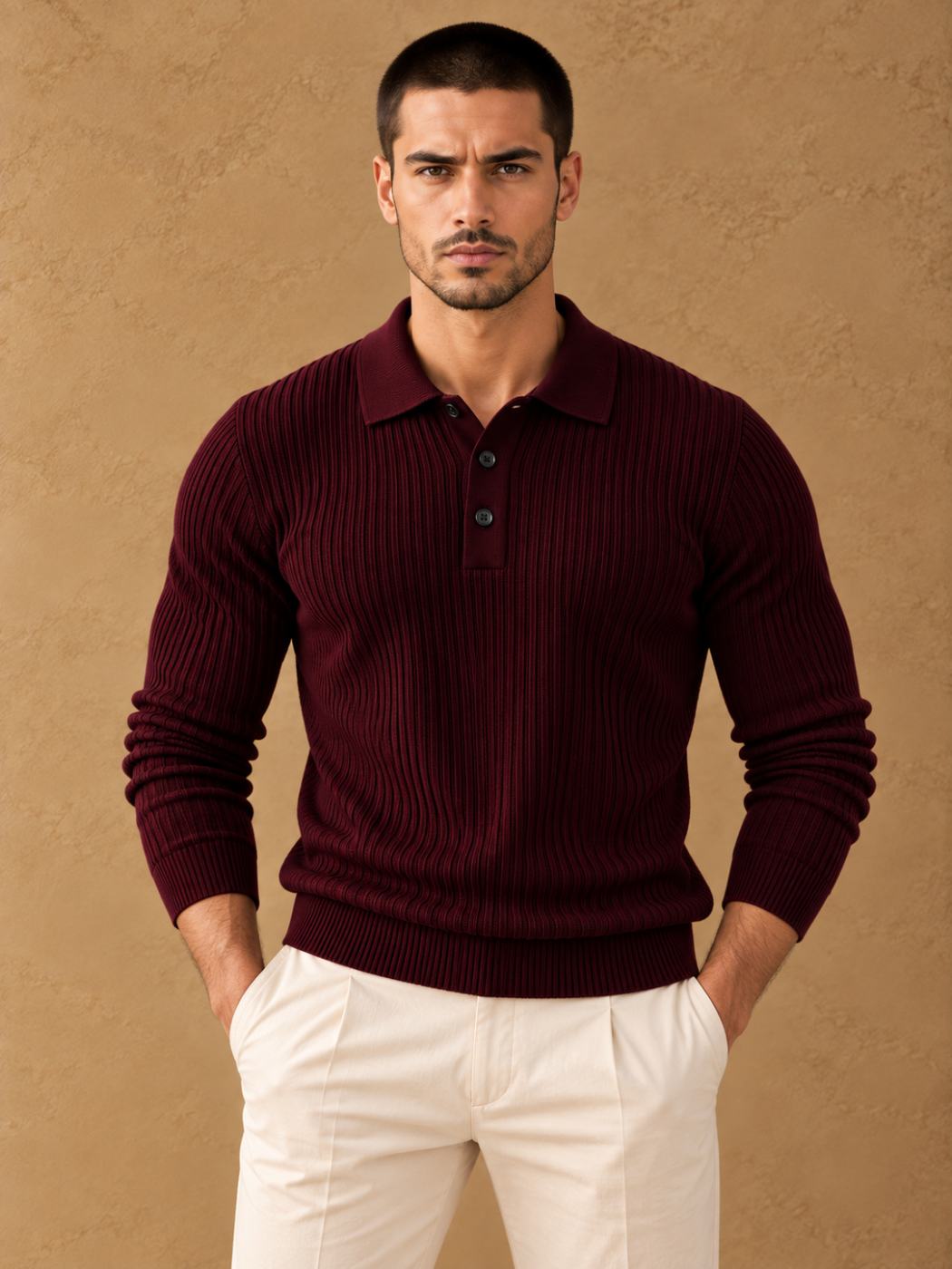 Bemount Oxblood Signature Ribbed Knit Polo
