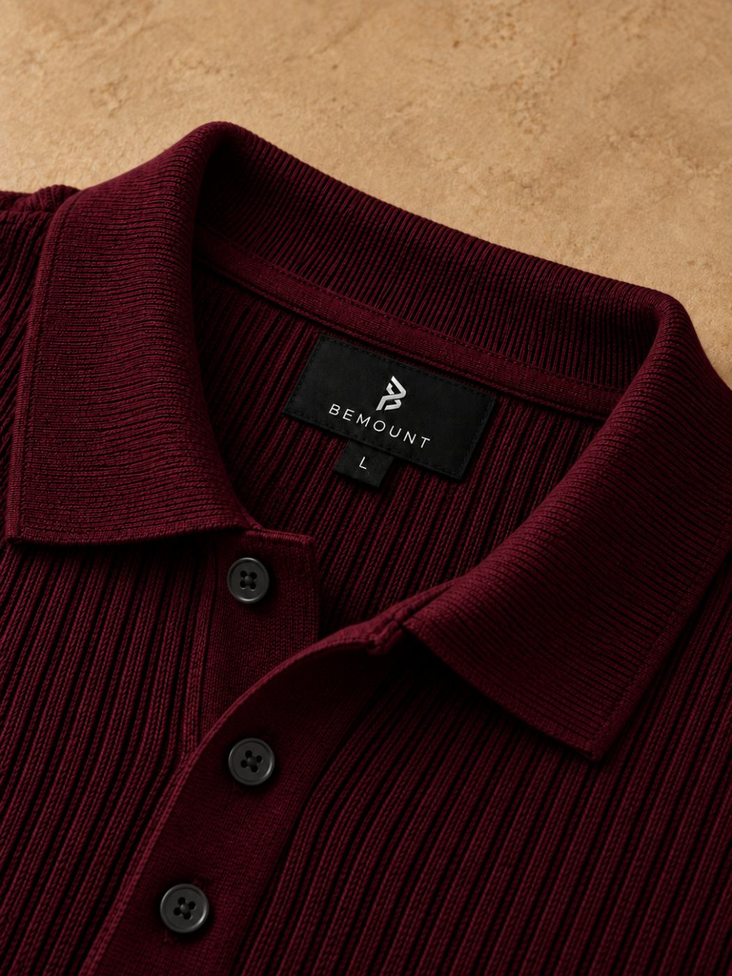 Bemount Bemount Oxblood Signature Ribbed Knit Polo, view 6