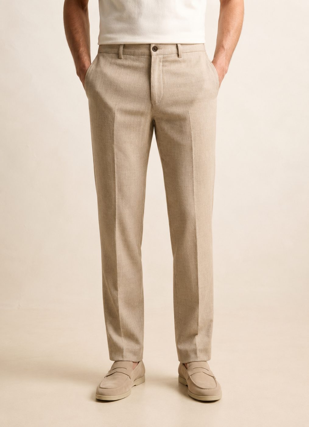 Amalfi Linen Trouser, Natural Flax, front view in Natural Flax