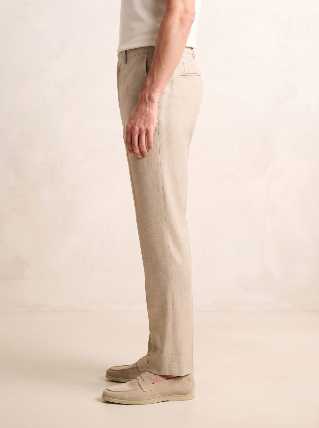 Amalfi Linen Trouser, Natural Flax, side view in Natural Flax