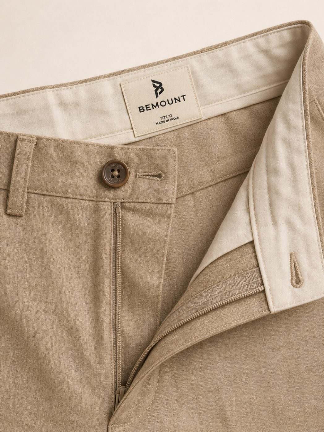 Amalfi Linen Trouser, Natural Flax, waist view in Natural Flax