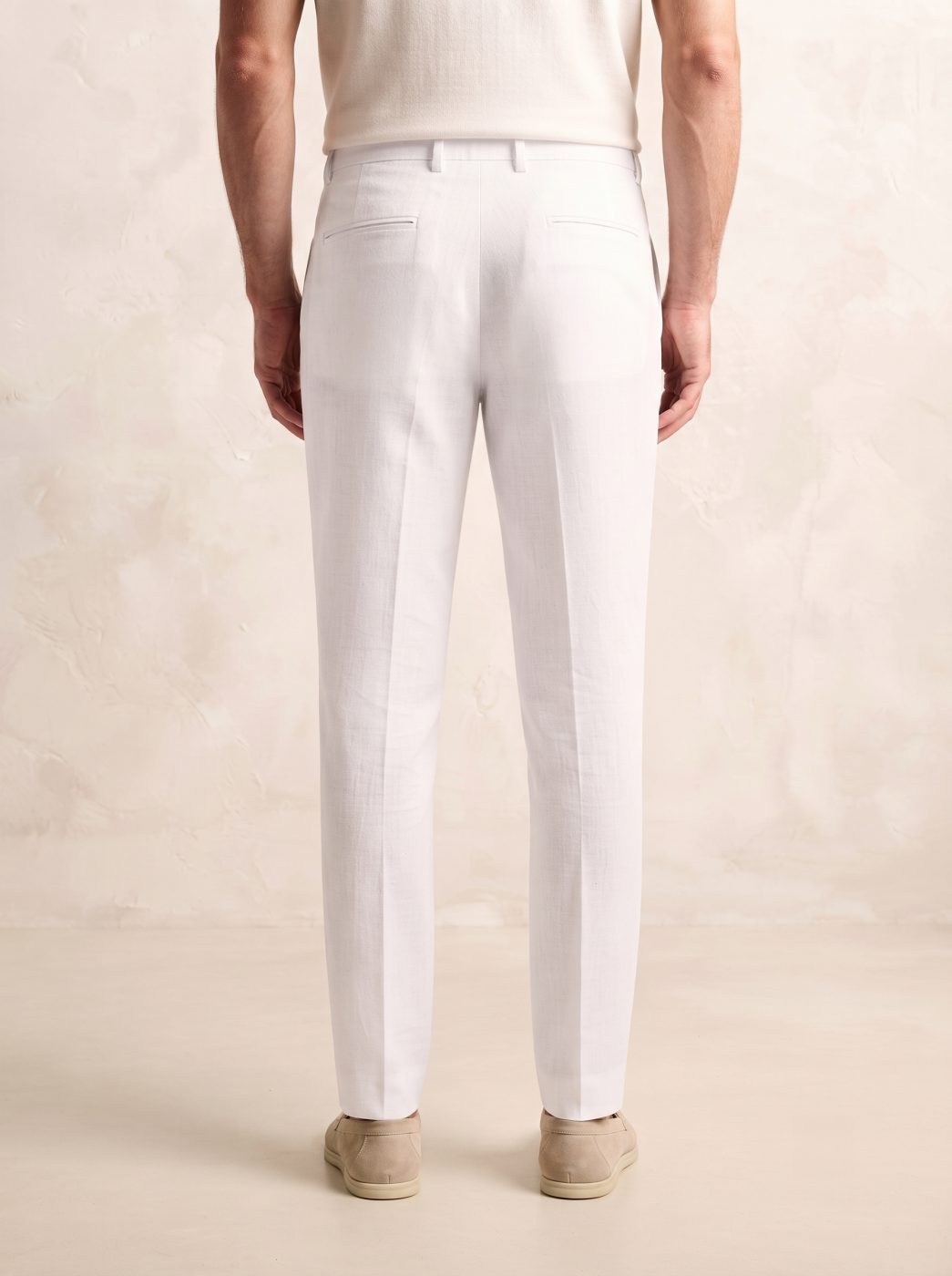 Capri Linen Trouser, Optic White, back view in Optic White
