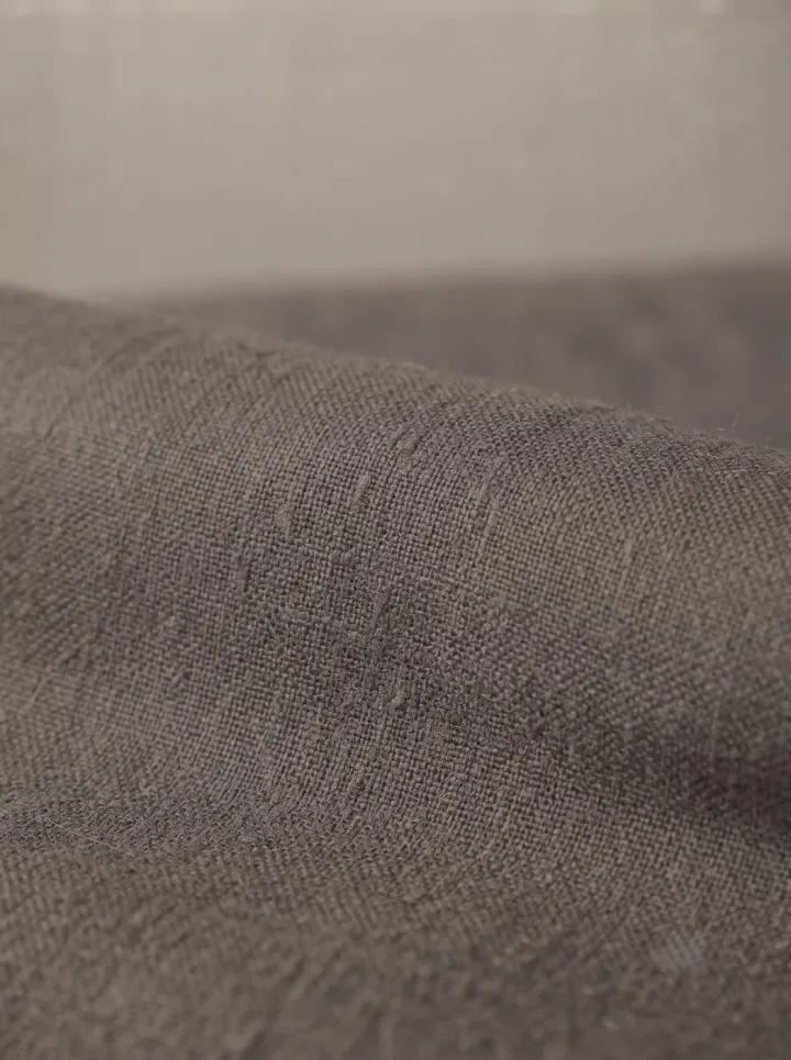 Bemount Charcoal Pleated Linen Trouser, texture view in Charcoal