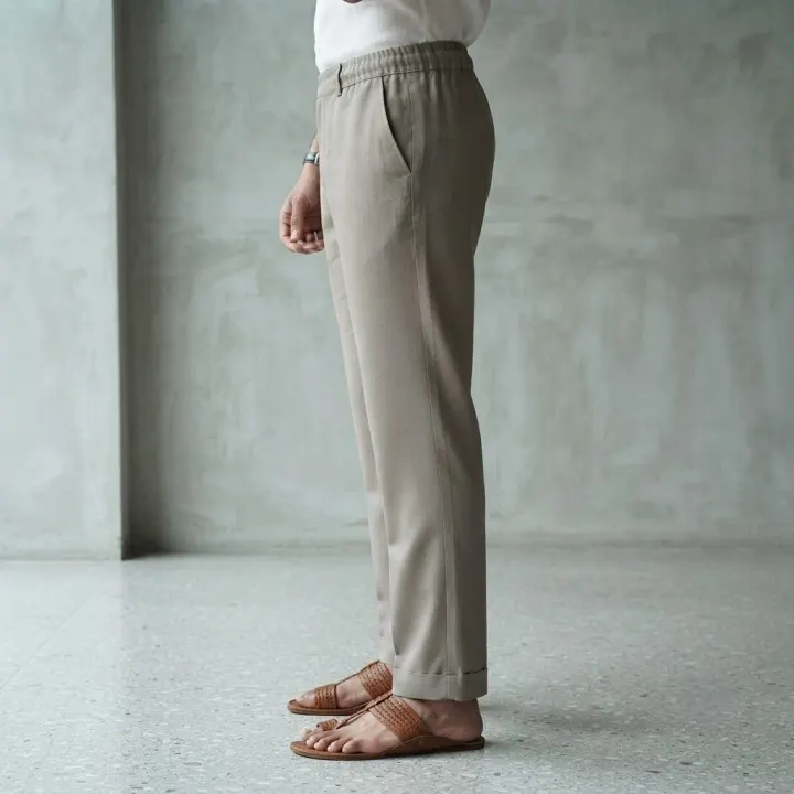 Bemount Desert Sand Linen Drawstring Pant, side view