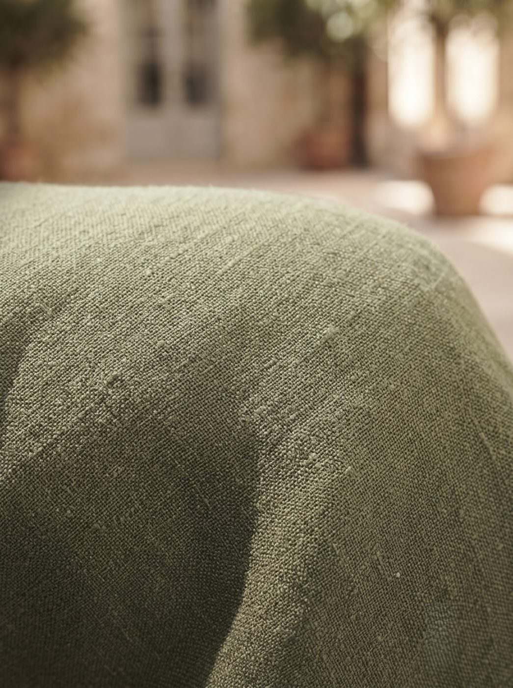 Positano Cuffed Track-Linen Trouser, Olive, texture view in Olive