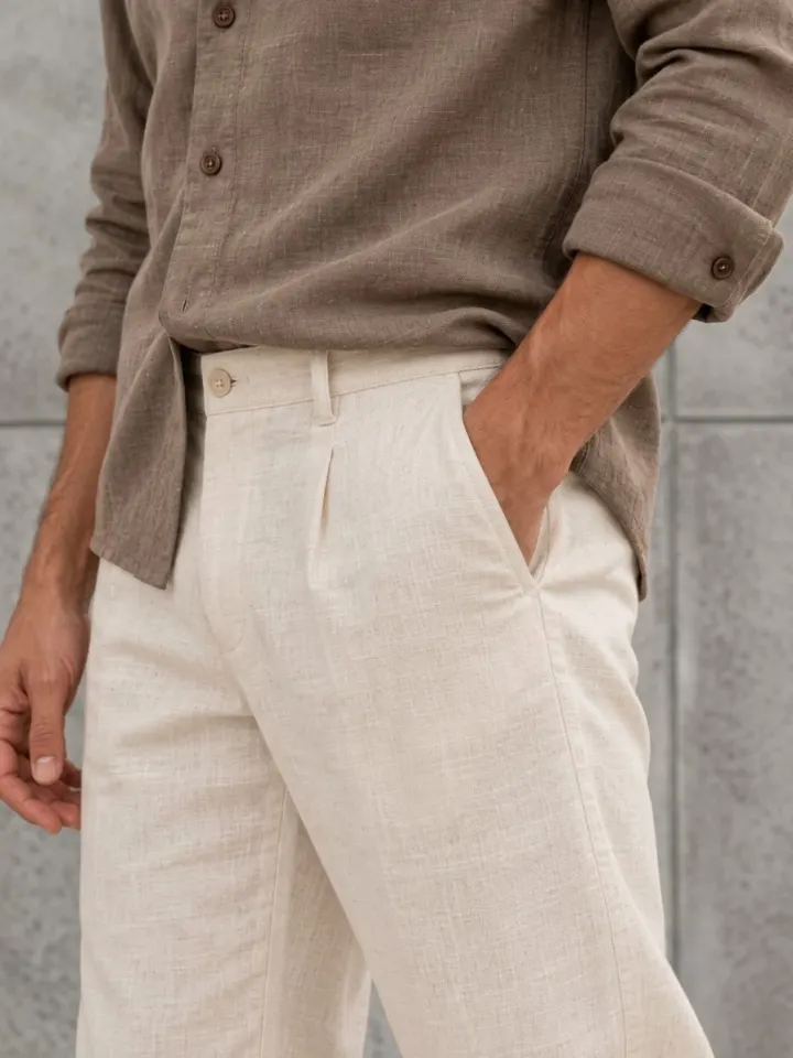 Bemount Bemount Smoked Taupe French Linen Relaxed Shirt in Smoked Taupe, cuff and hem detail