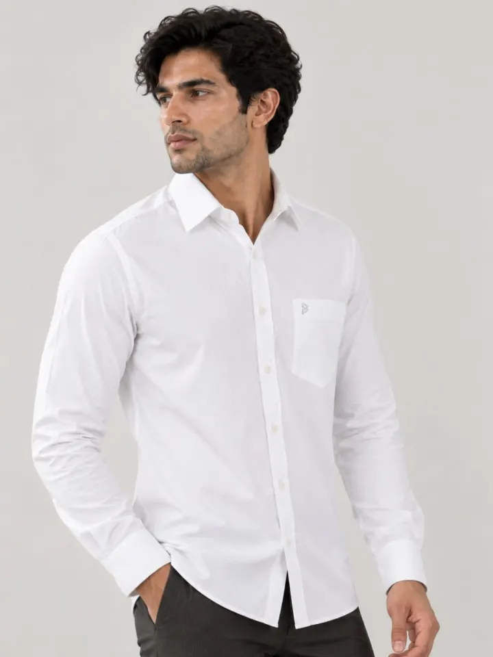 Bemount Bemount Classic White Cotton Oxford Shirt in White, worn tucked out