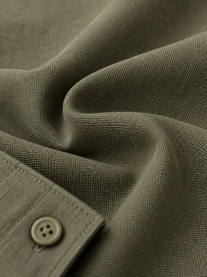 Bemount Bemount Olive Green Oxford Shirt in Olive Green, texture view