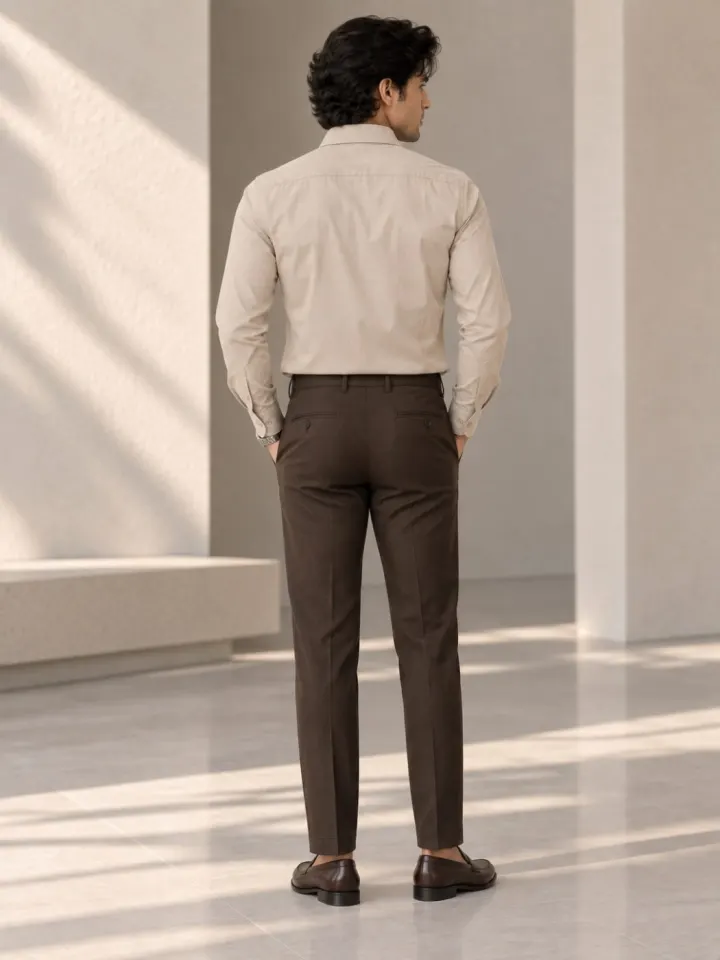 Bemount Bemount Stone Beige Oxford Shirt in Stone Beige, back view
