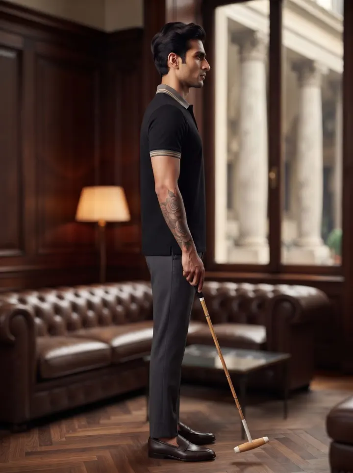 Bemount Black Striped Collar Polo