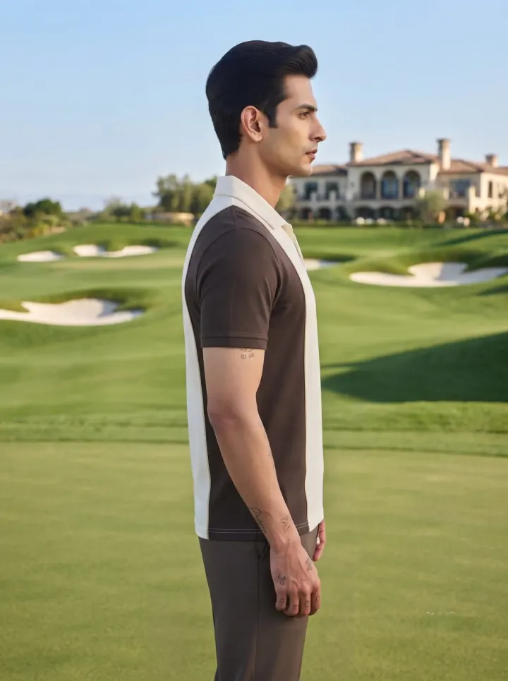 Bemount Brown & Cream Panel Polo
