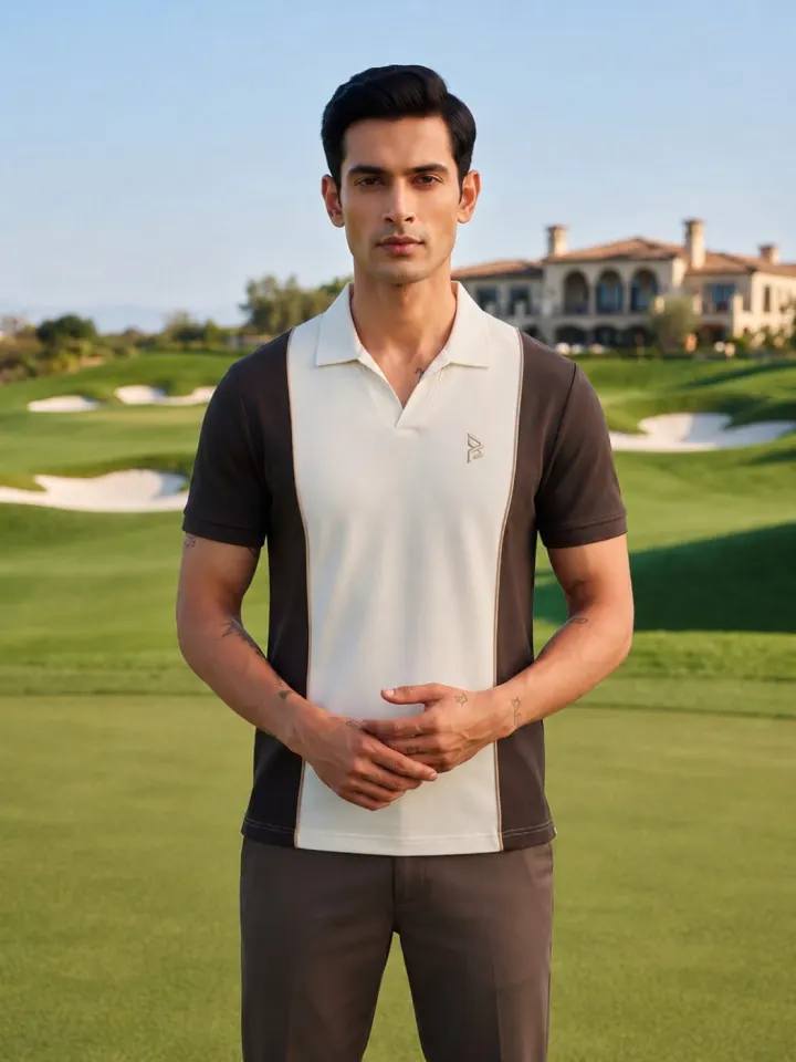 Bemount Brown & Cream Panel Polo