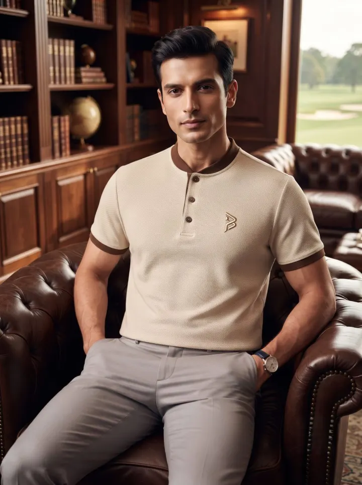Bemount Cream & Brown Tipped Polo