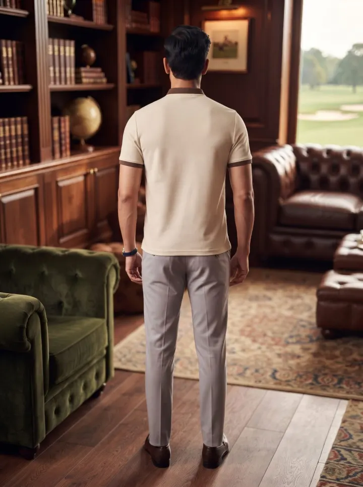 Bemount Cream & Brown Tipped Polo