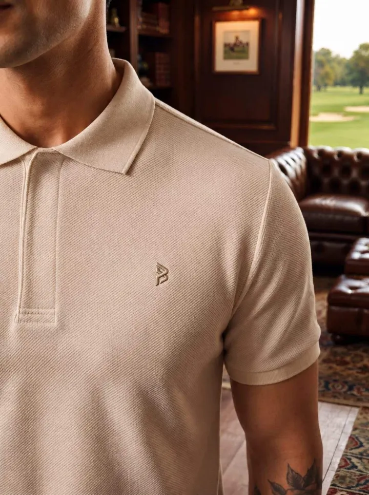 Bemount Cream & Brown Tipped Polo