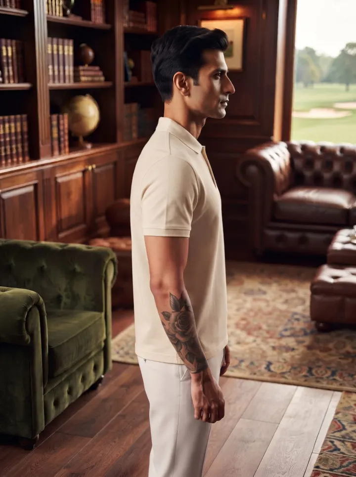 Bemount Cream & Brown Tipped Polo