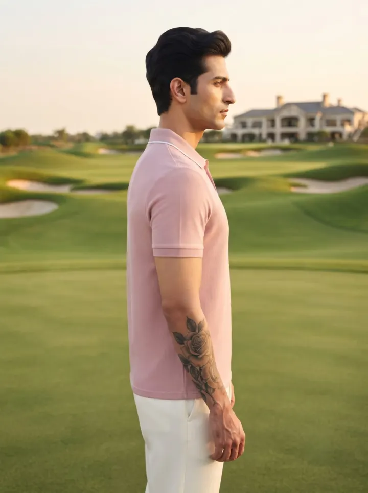 Bemount Dusty Rose Textured Polo