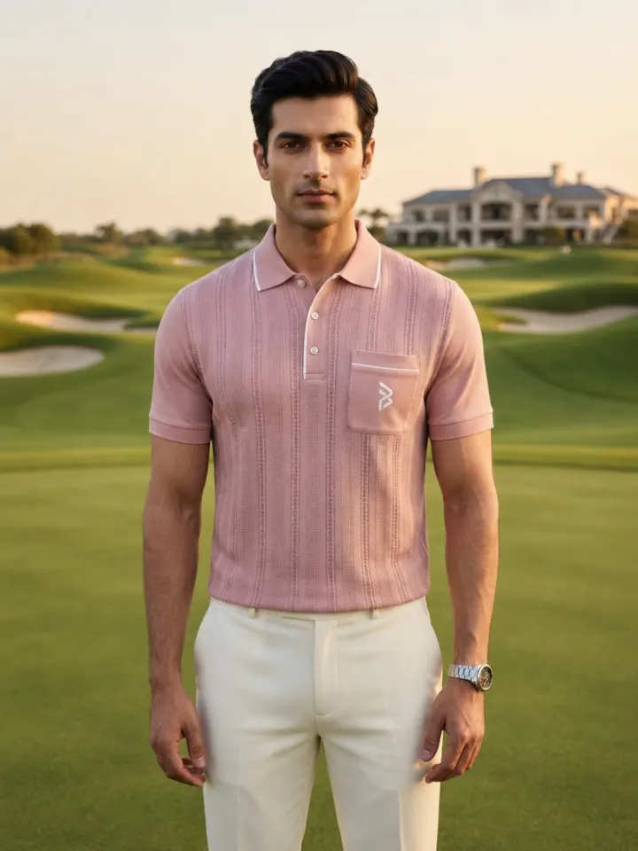 Bemount Dusty Rose Textured Polo