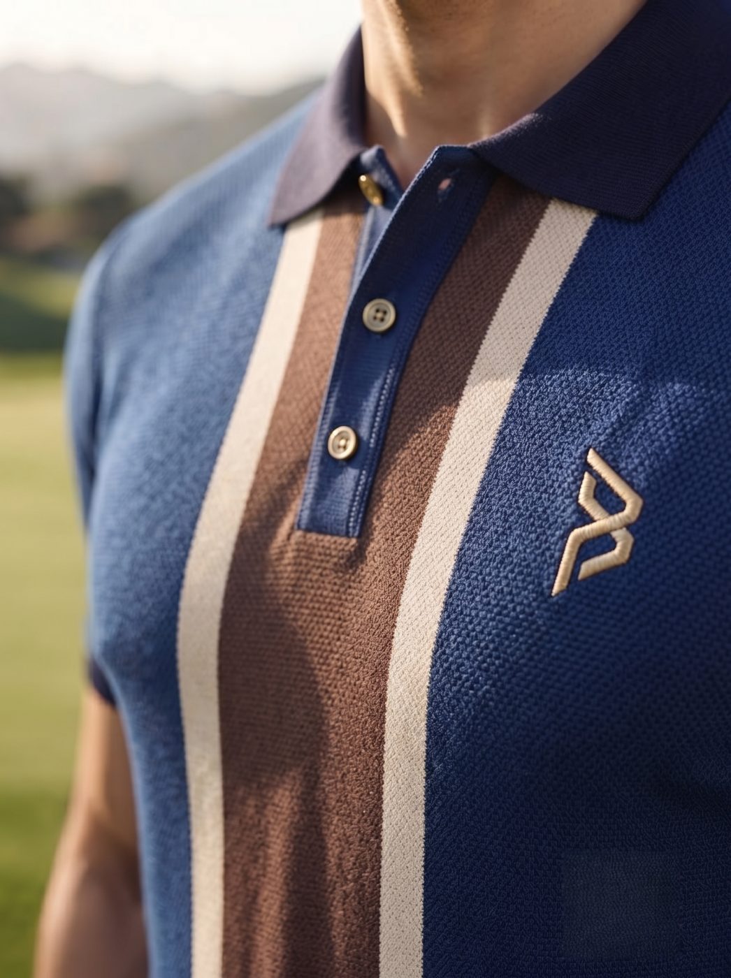 Navy Placket Stripe Polo