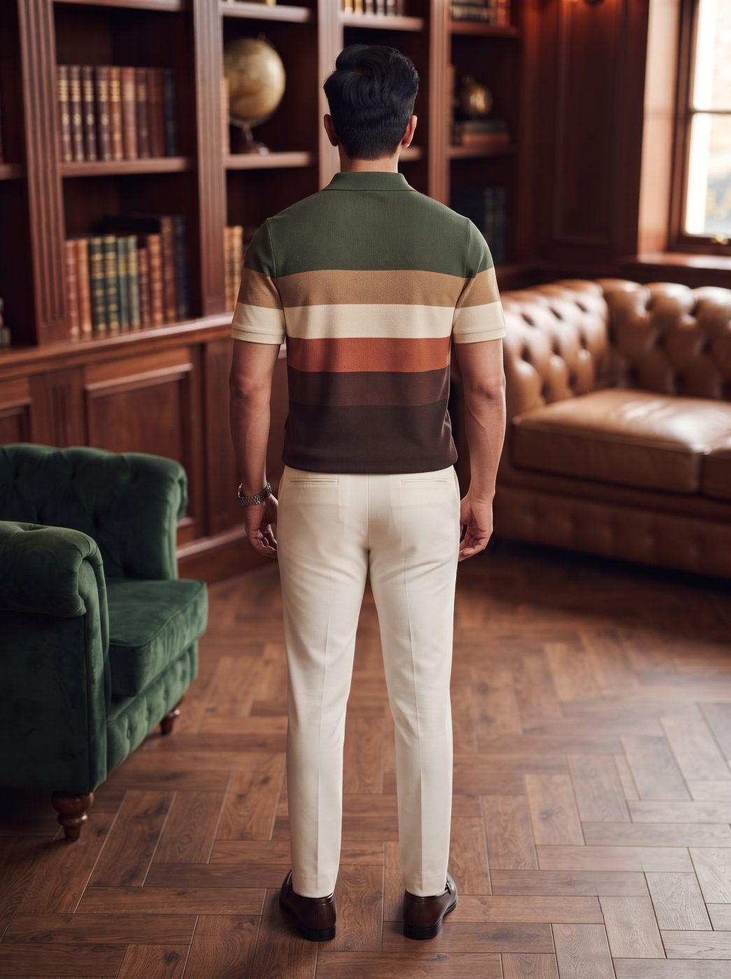 Rugby Stripe Zip Polo