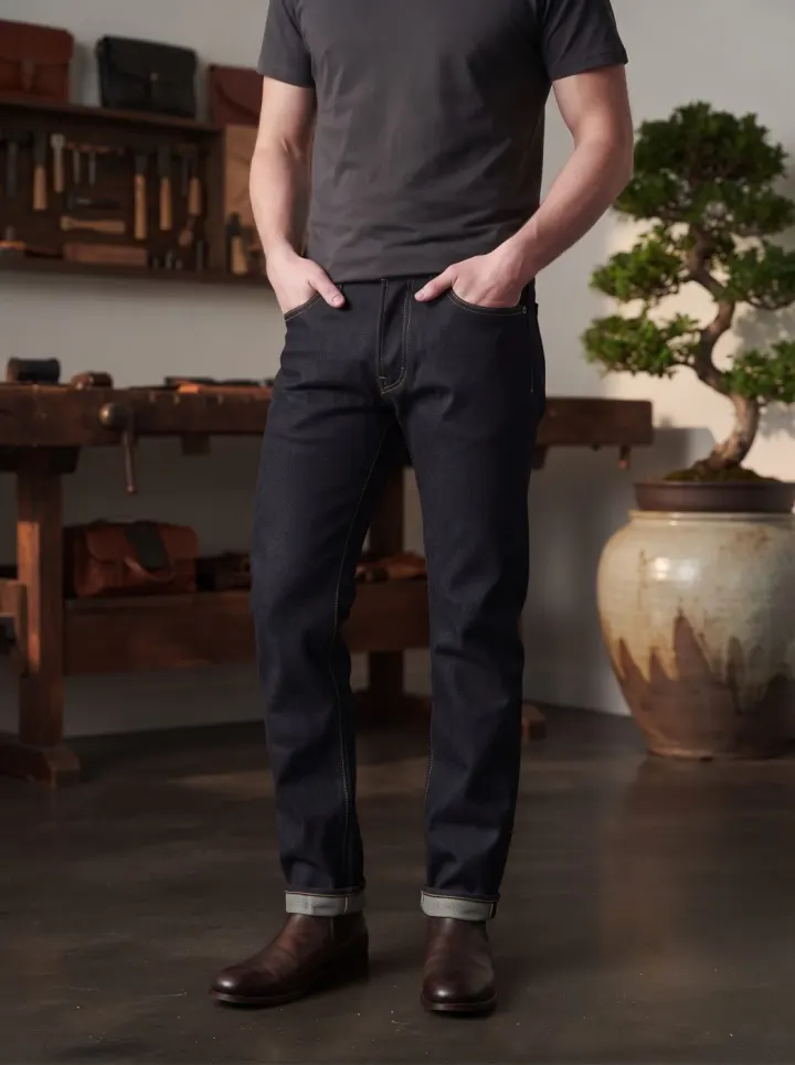 Bemount Bemount Heavyweight 14oz Raw Selvedge Regular Jeans in Raw Indigo, front view