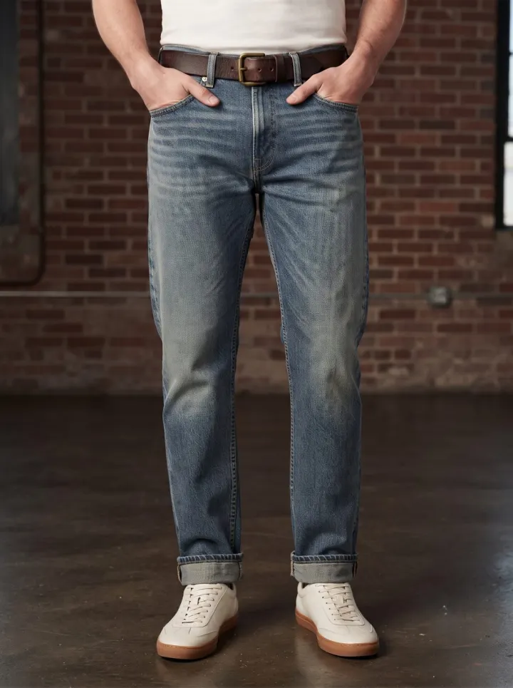 Bemount Bemount Stonewash Vintage Regular Jeans in Stonewash Blue, front view