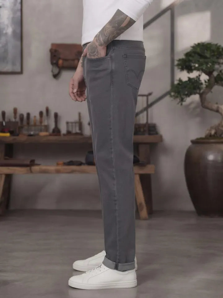 Bemount Bemount Washed Charcoal Grey Regular Jeans in Washed Charcoal Grey, side view