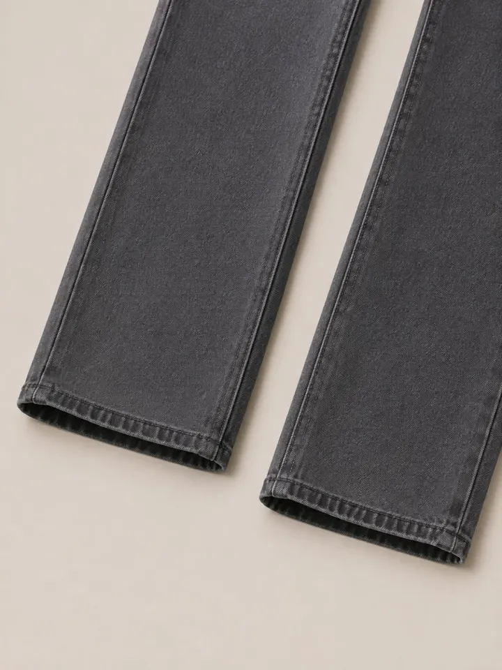 Bemount Bemount Washed Charcoal Grey Regular Jeans in Washed Charcoal Grey, hem view