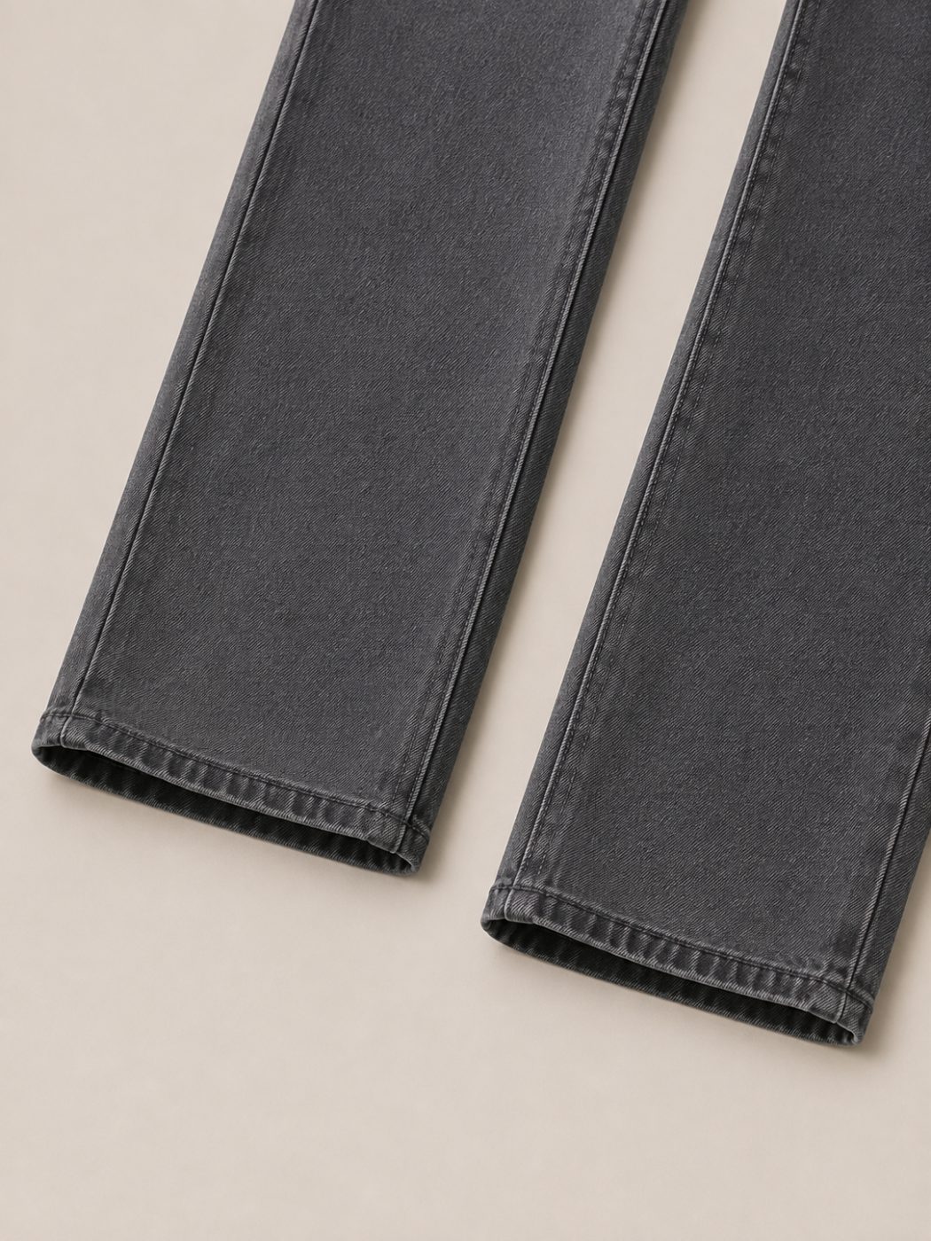 Bemount Bemount Washed Charcoal Grey Regular Jeans in Washed Charcoal Grey, hem view