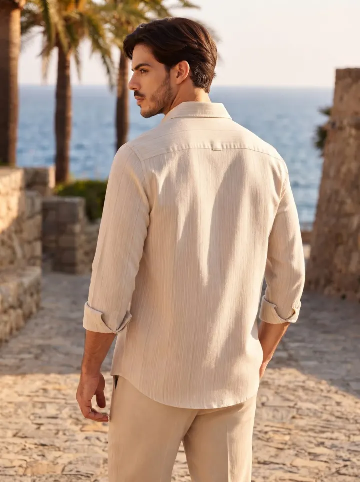 Bemount Cream Beige Linen-Cotton Shirt