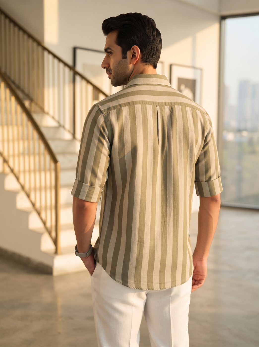 Resort Stripe Cotton-Linen Shirt