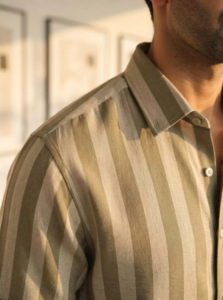 Resort Stripe Cotton-Linen Shirt