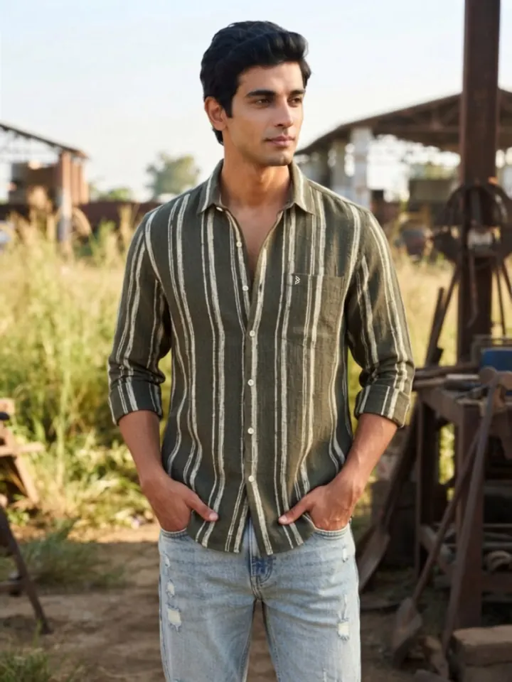 Resort Stripe Linen Blend Shirt