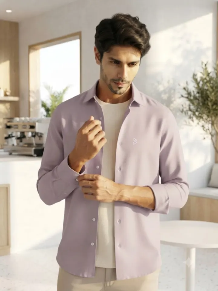Bemount Riviera Lavender Linen-Blend Shirt
