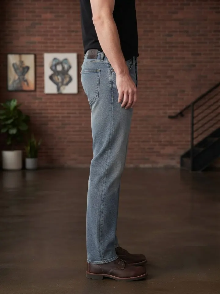 Bemount Bemount 1993 Vintage Straight Jeans in Vintage Blue, side view