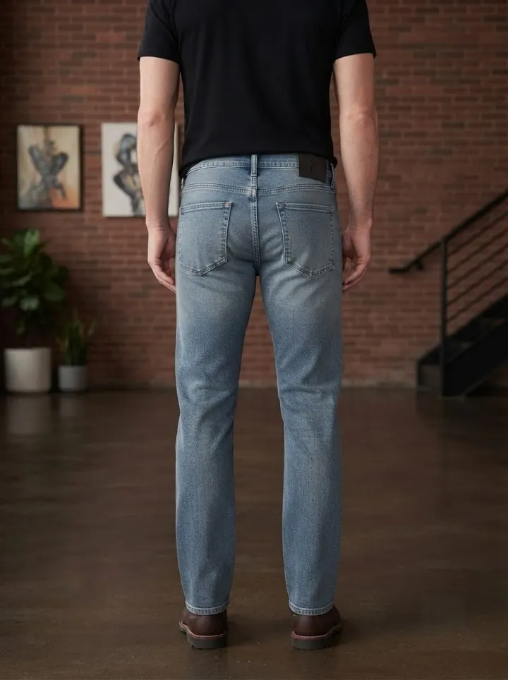 Bemount Bemount 1993 Vintage Straight Jeans in Vintage Blue, back view