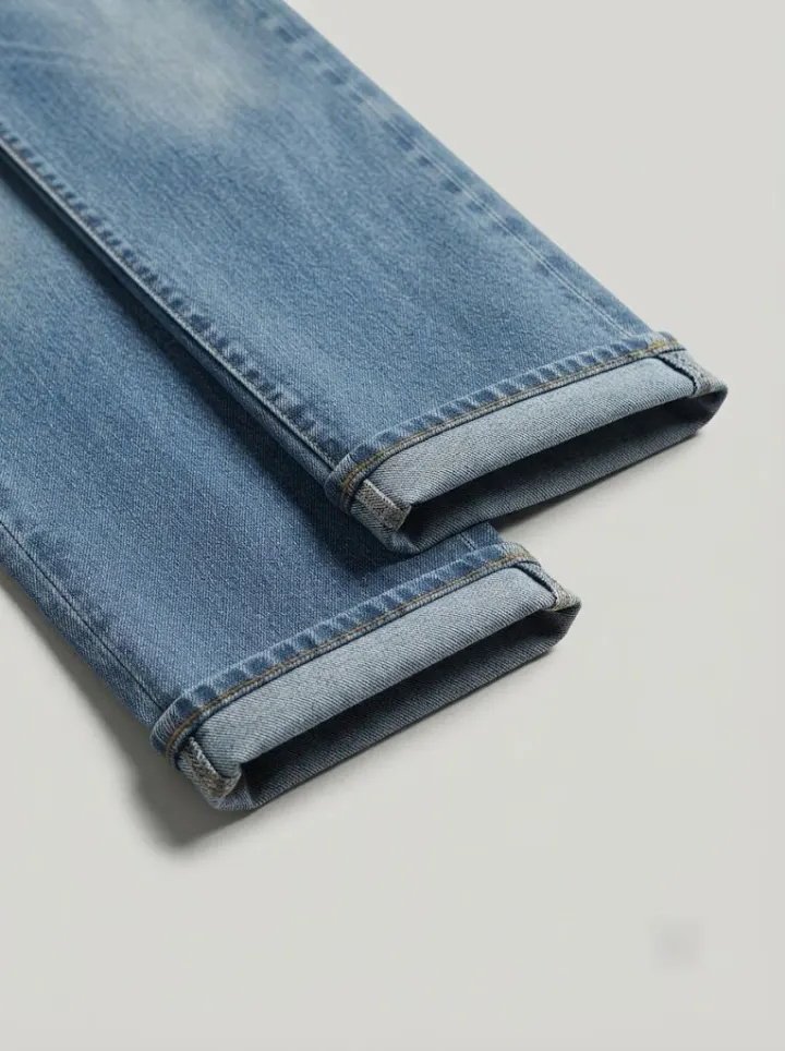 Bemount Bemount 1993 Vintage Straight Jeans in Vintage Blue, hem view