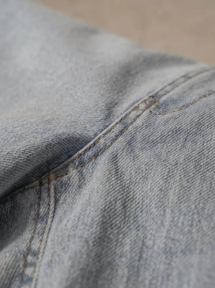 Bemount Bemount 90s Vintage Light Blue Straight Jeans in Vintage Light Blue, texture closeup view