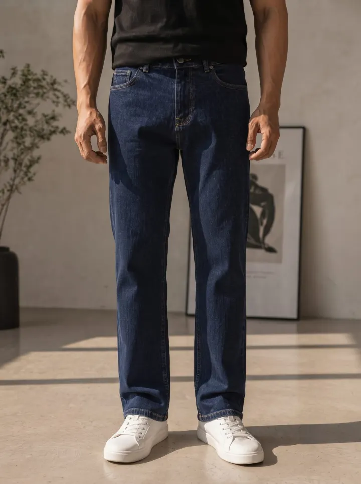 Bemount Bemount Classic Dark Indigo Clean Straight Jeans in Dark Indigo, front view