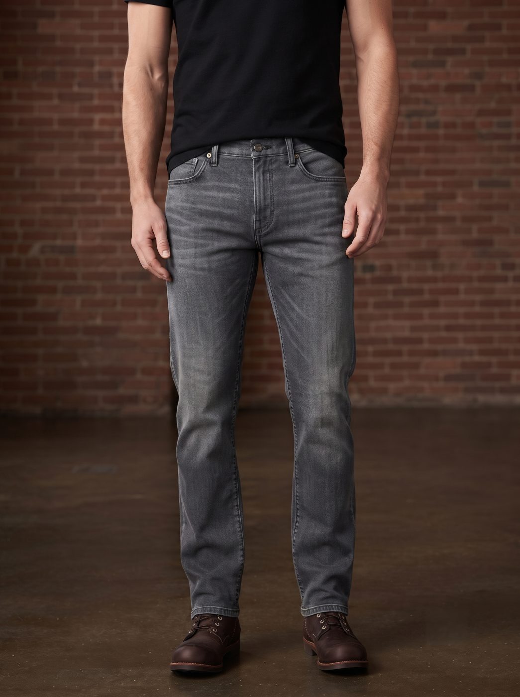 Bemount Bemount Concrete Soul Straight Jeans in Concrete Grey, front view