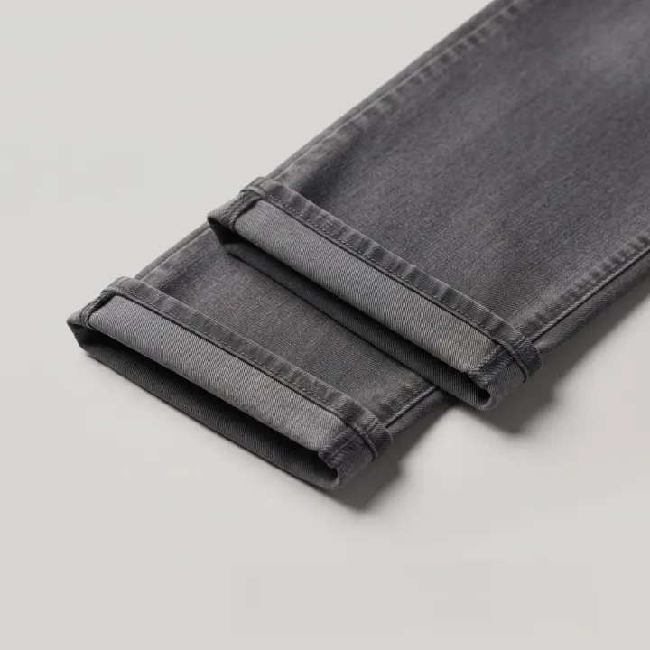 Bemount Bemount Concrete Soul Straight Jeans in Concrete Grey, hem view