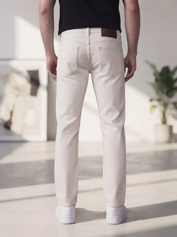 Bemount Bemount Minimalist Ecru Straight Jeans in Ecru, back view