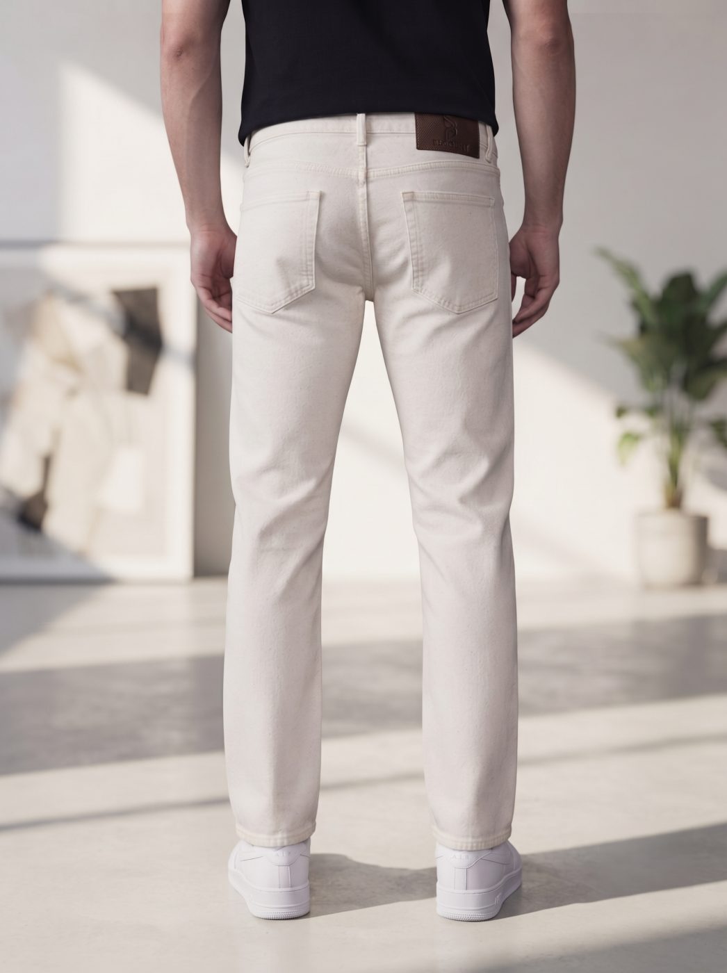 Bemount Bemount Minimalist Ecru Straight Jeans in Ecru, back view