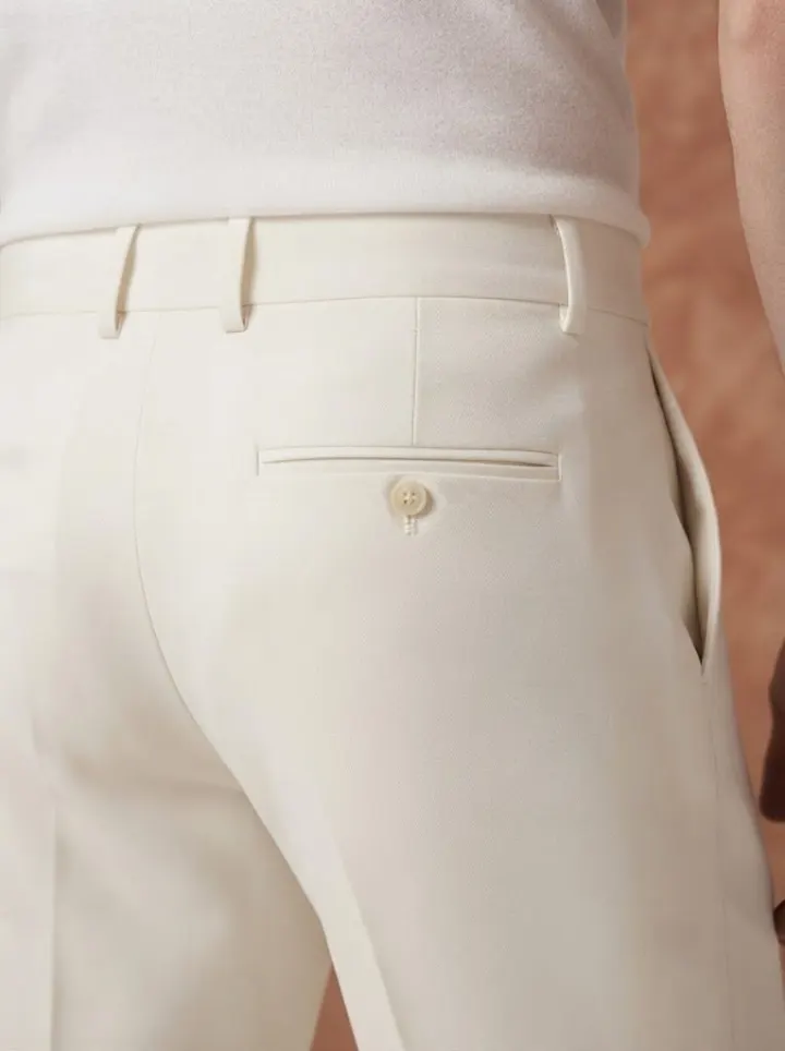 Bemount Crisp Ecru Tailored Trouser, back close