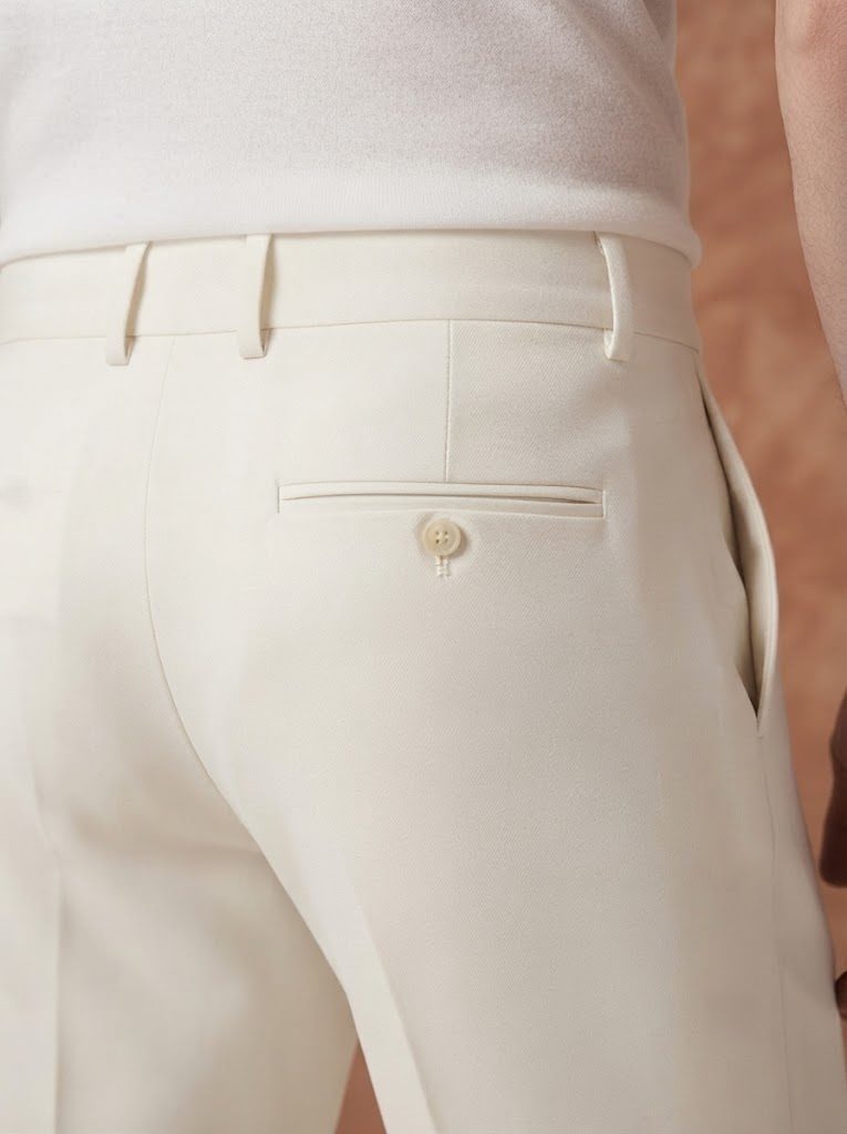 Crisp Ecru Tailored Trouser, back close