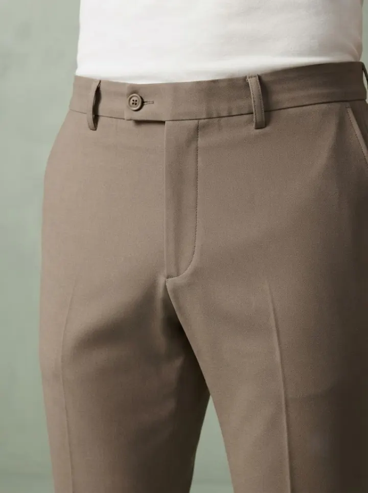 Bemount Earthy Taupe Tailored Trouser, waist view