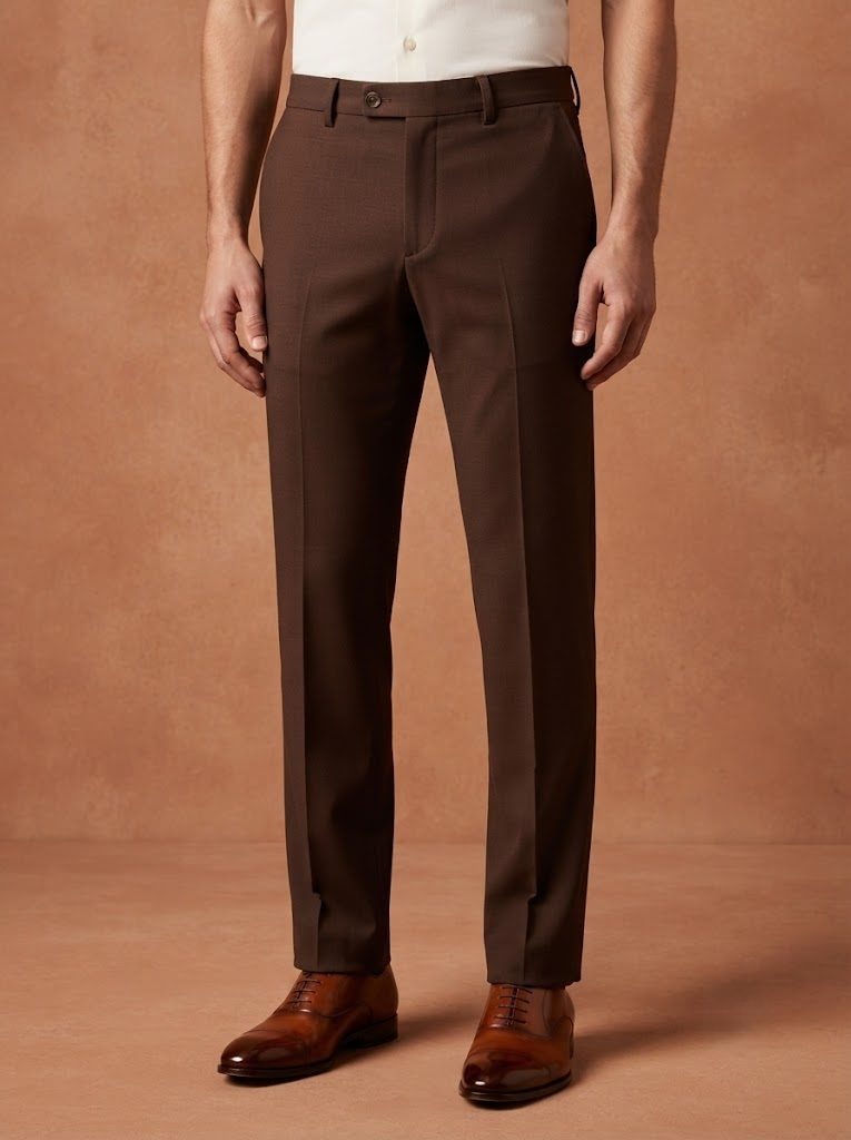 Rich Chocolate Tailored Trouser, front view
